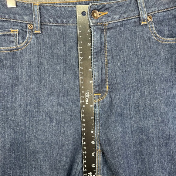 L.L. Bean Jeans Womens 14 Blue Classic Fit Denim Green Flannel Lined High Rise - Picture 12 of 16